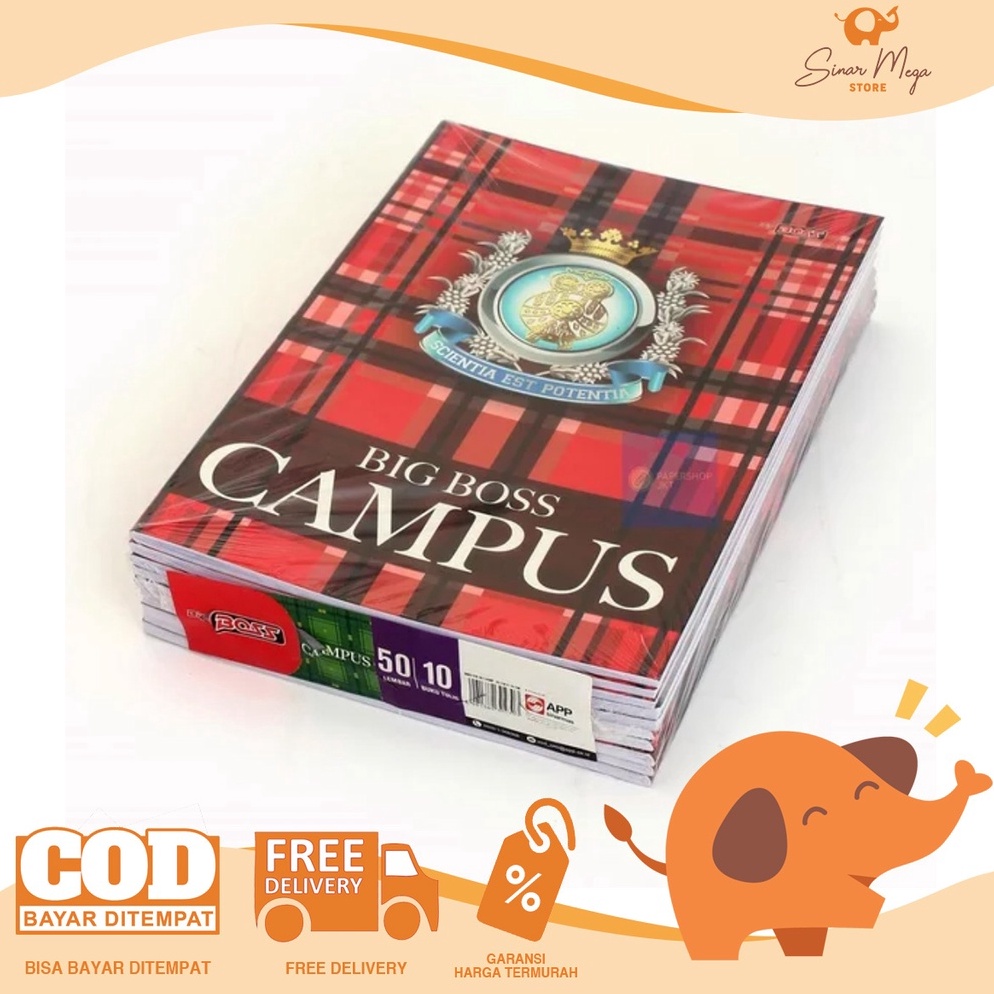 

KODE T8H7 SIDU Sinar Dunia Buku Big Boss Campus 5 Pak Buku Tulis Big Boss Campus 5 Lembar 1pak isi 1 buku