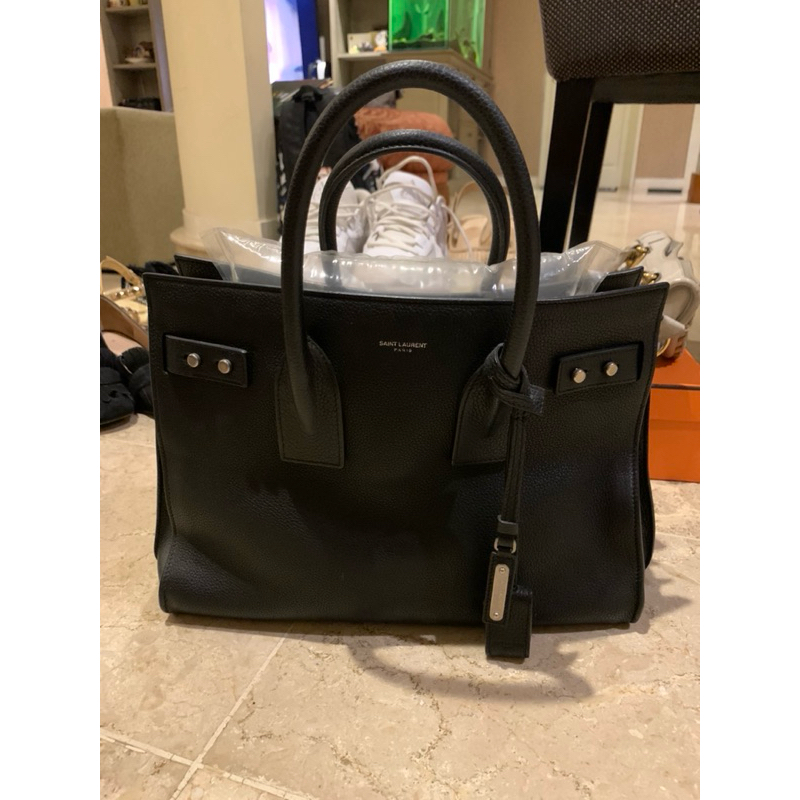 YSL Saint Laurent Sac De Jour Grain Black Leather