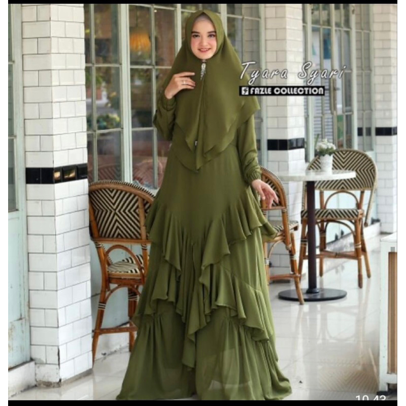 Tyara Gamis Wanita Terbaru Kekinian Busui Polos Ceruty Mewah Elegan