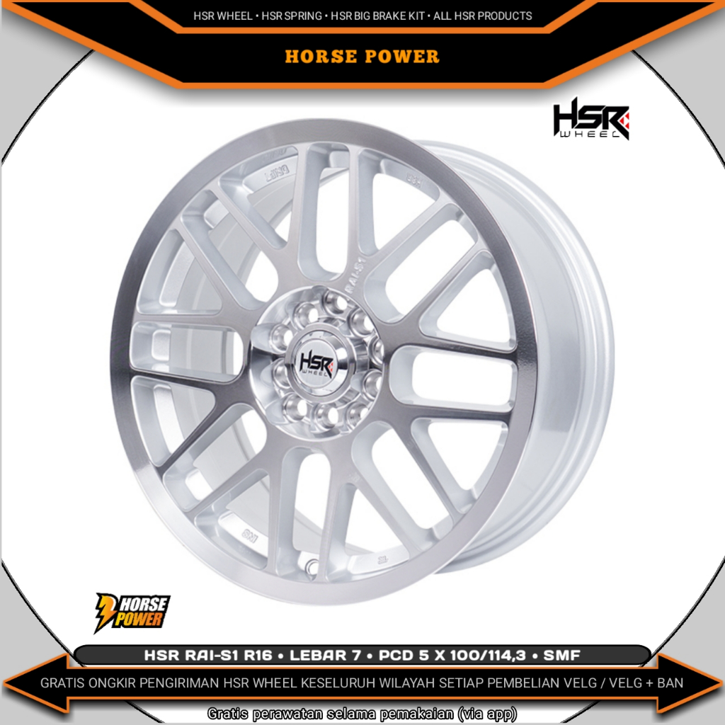 Velg R16 • Mobil 5 Baut Roda • Pcd 5 x 100/114,3 • Hsr Rai-s1