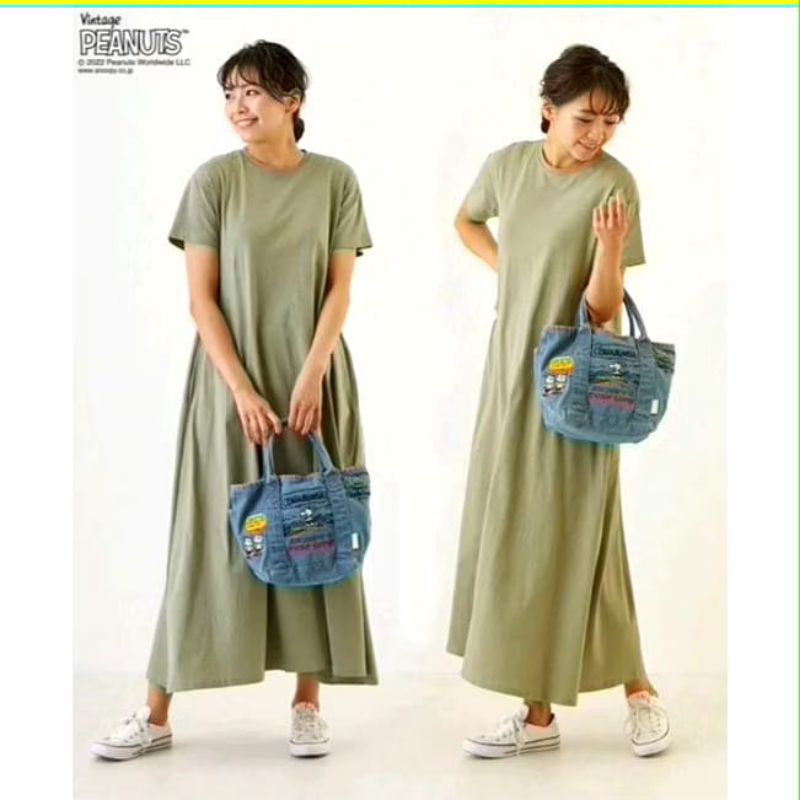 Tas Jeans Snoopy ORI Tas Snoopy PeanutsJepang Hand Bag Jeans Snoopy