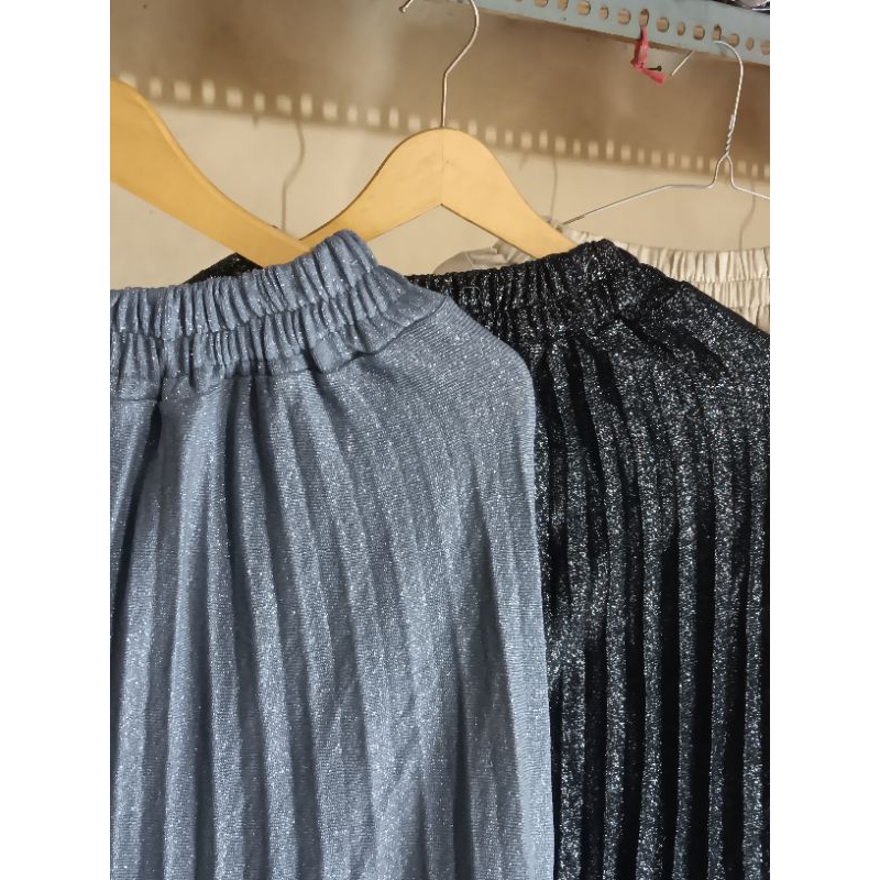 Rok panjang plisket / Rok kaos gliter plisket/Rok panjang viral/Rok kekinian/Rok panjang wanita