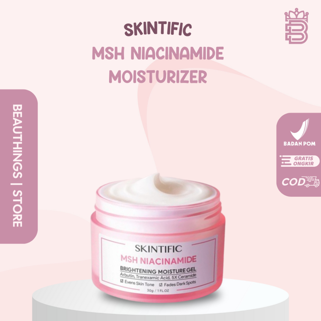 SKINTIFIC MSH Niacinamide Brightening Moisture Gel 30 gram 6 gram Glowing Moisturizer READY