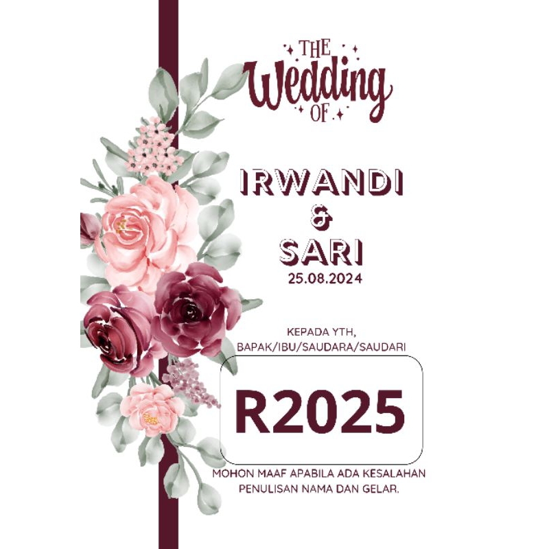 Undangan pernikahan wedding invitation simple minimalis elegan modern ngunduh mantu proses cepat har