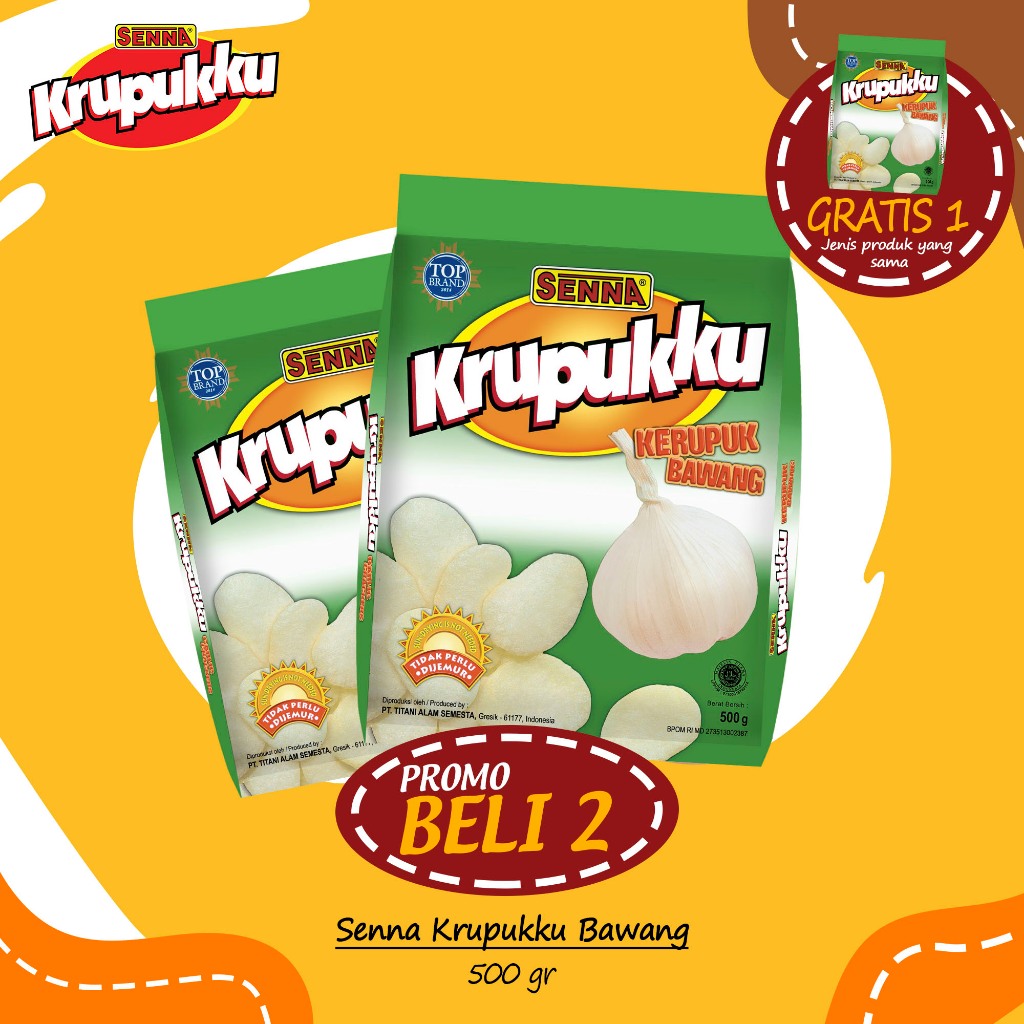 

Senna Krupukku Bawang 500g / Kerupuk PAG Shop / Kerupuk Senna Bawang / Kerupuk Bawang PROMO BELI 2 GRATIS 1