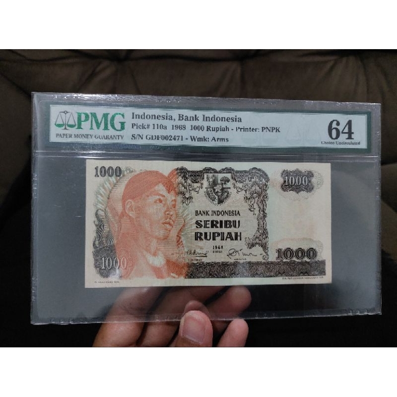 uang kertas lama 1000 rupiah tahun 1968 jend.Soedirman