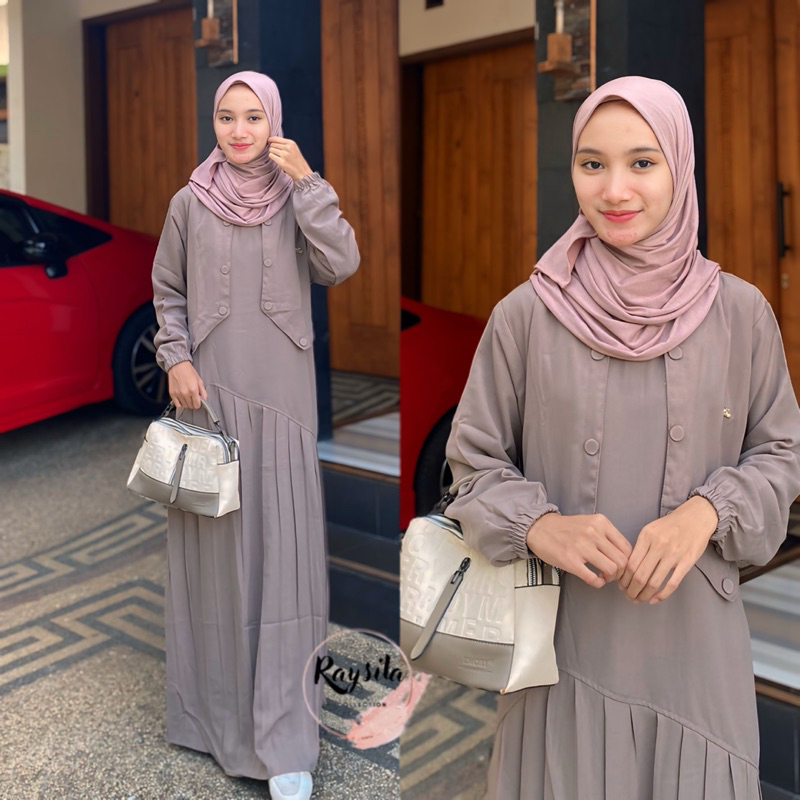 Lidya Dress Yoris High Quality Set Outer Plisket Bawah