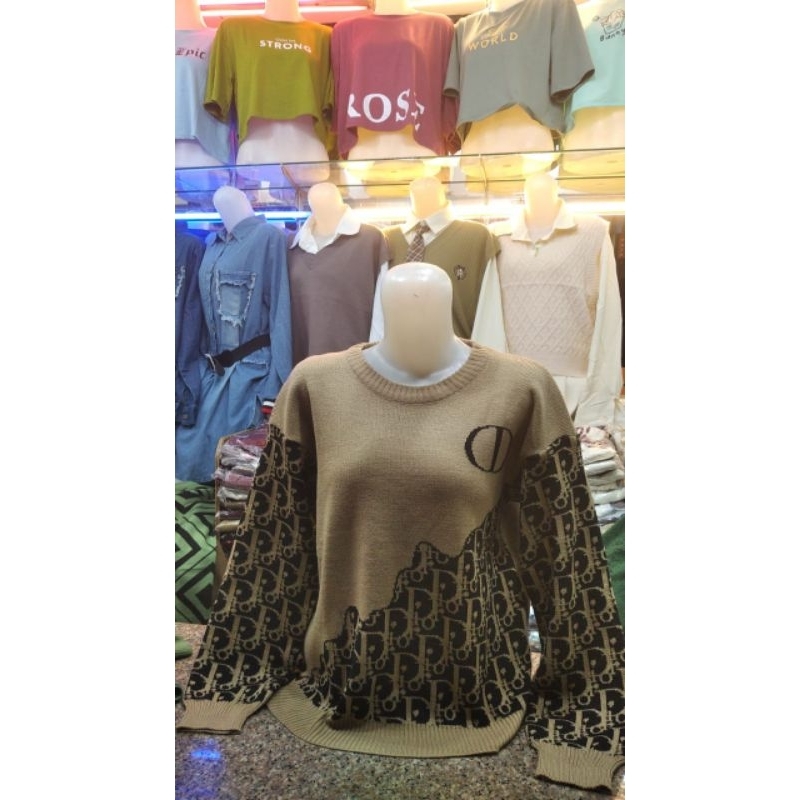 Atasan Baju Blouse Sweater Import Rajut Wanita Allsize Warna Random Motif 2