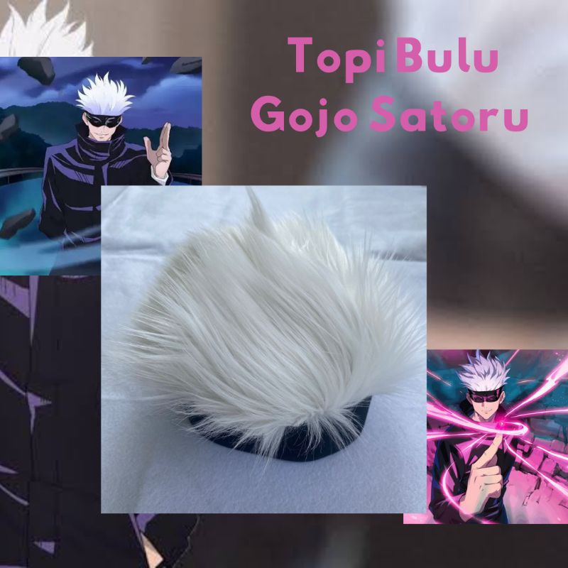 Topi Bulu Cosplay Gojo Satoru/ Topi Rambut Gojo Satoru Viral Pria Elegan Spesial Edisi Gojo Satoru