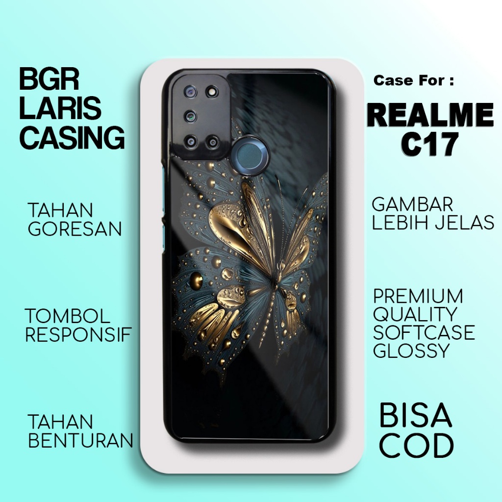 Case Realme C17 Terbaru - Realme C17 - Motif Kupu kupu - Hardcase Premium Glossy - Softcase Hp Realm