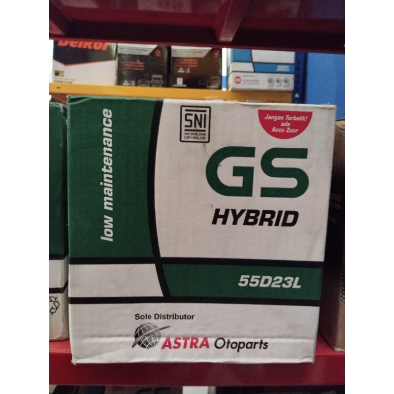 Aki GS ASTRA Hybrid 55D23L 100% ORI  12v 60ah / aki basah untuk mobil Toyota Innova, Camry, Fortuner