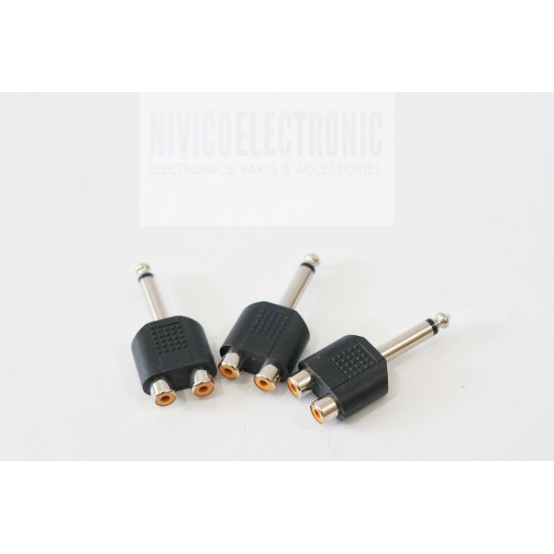 Jack Konverter T Cabang 2 RCA to 1 Mic Akai Mono Hitam