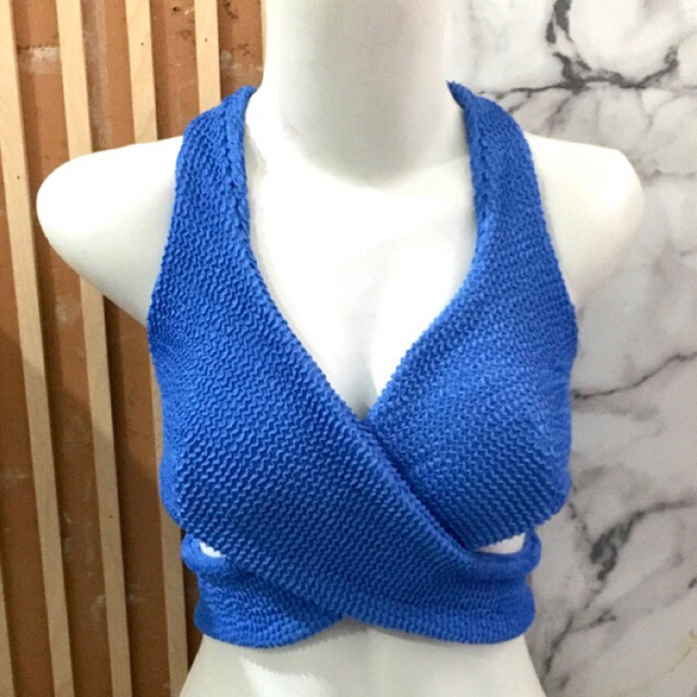 (4 warna) sexy crop top baju musim panas coachella outfit tanktop wanita korea blouse import biru or