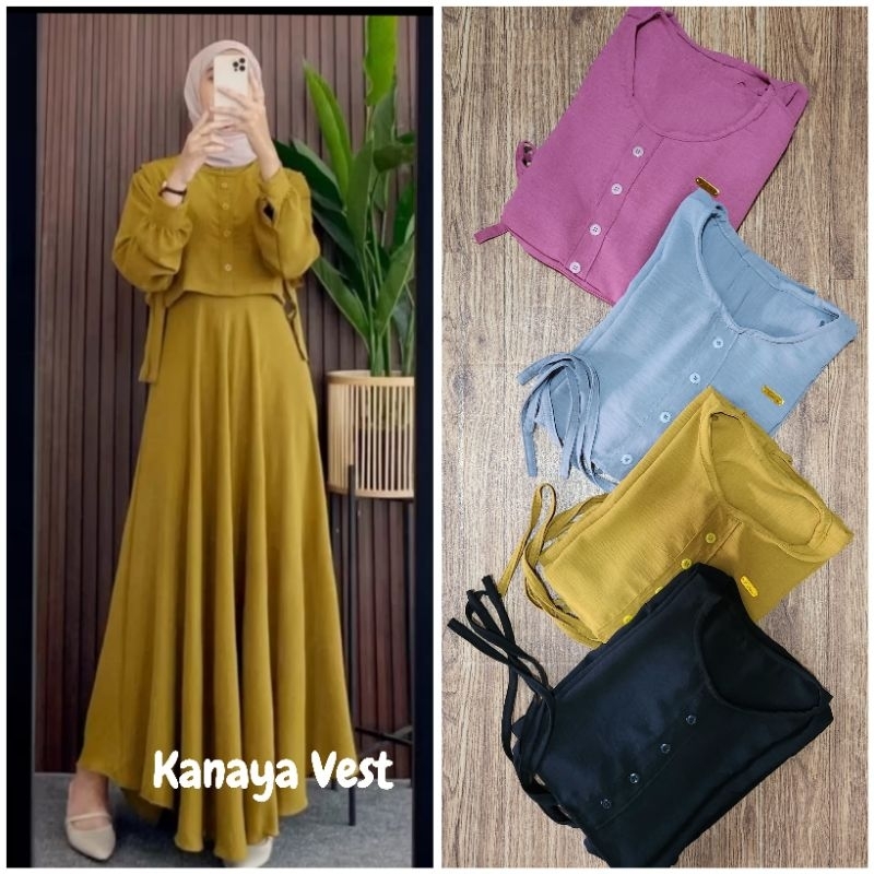 Gamis Kanaya Vest Dress Rompi Crinkle