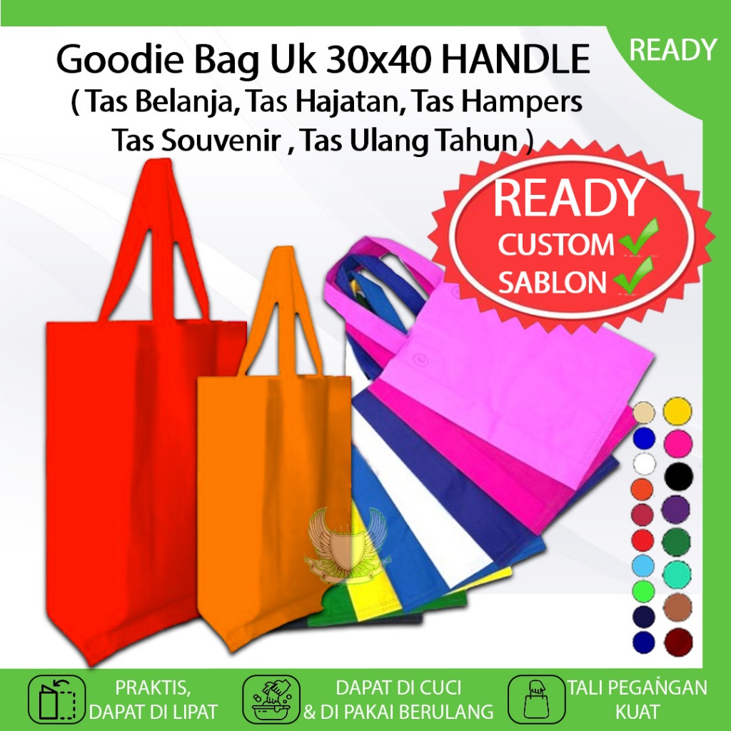 

Goodie Bag Tas Belanja Lipat TOTEBAG Souvenir 30X40 HANDLE Kantong Hampers Hajatan Pernikahan Bingkisan Ulang Tahun Anak