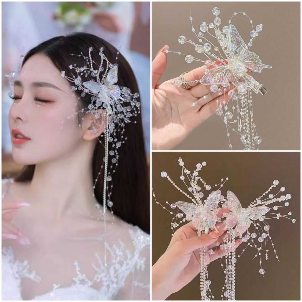 Jepit Kupu Juntai - Jepit Headpiece Kupu Juntai - Aksesoris Pesta