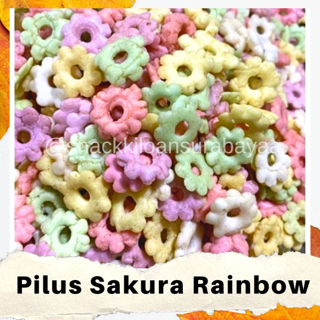

Pilus Sakura Rainbow 1 BALL ( 3KG )/ Pilus Sakura Gurih Asin Manis/ Snack Kiloan Murah/ Mak e dor