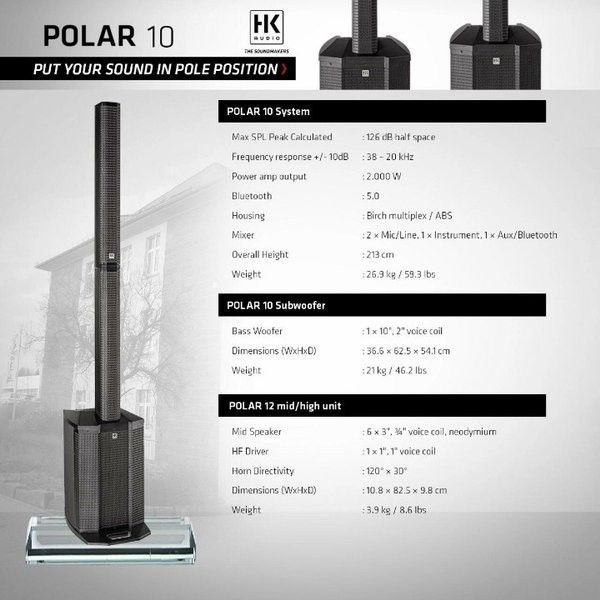 HK AUDIO POLAR 10 SPEAKER AKTIF SATELITE ORIGINAL + Mic Wireless Vl Audio Voice X Uhf