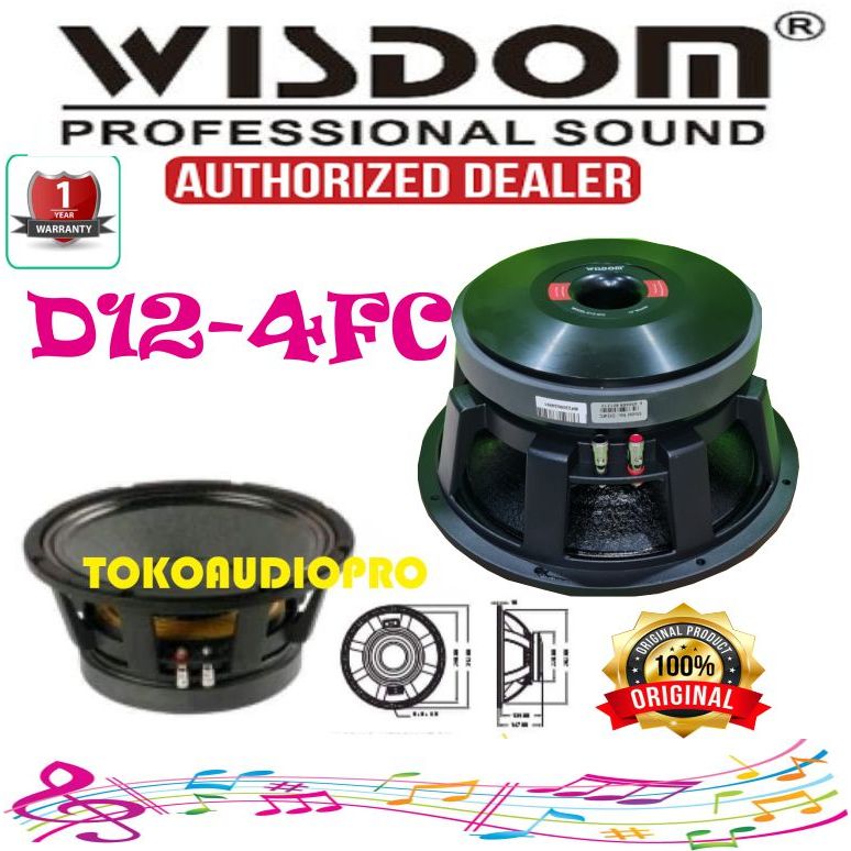 Speaker Komponen Wisdom D124FC 12Inch Speaker Component Original Wisdom d12-4FC