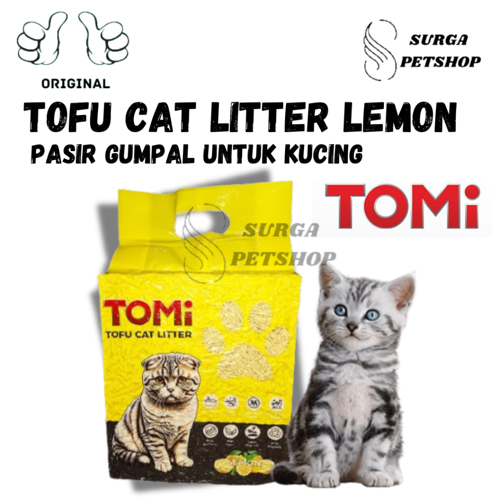 TOMI Tofu Cat Litter LEMON 7 L 2,5 kg Pasir Gumpal Untuk Kucing Flushable Limun 7 Liter 7L dari Kede