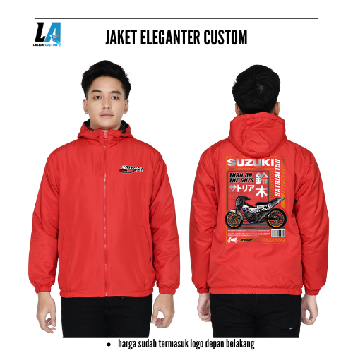 Jaket Eleganter Parasut Custom Pria Wanita Logo SUZUKI SATRIA FU150 / F150
