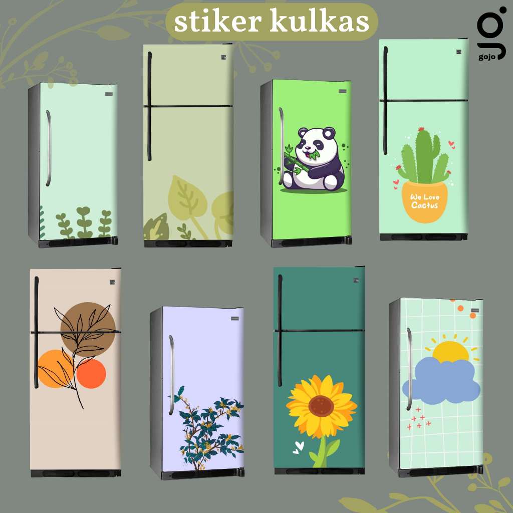 Gojo Stickers - Stiker Kulkas STICKER KULKAS 1 PINTU - Green Series A STIKER KULKAS 2 PINTU WARNA HI