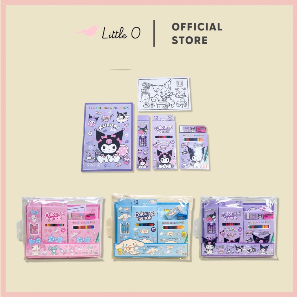 

LITTLE O Stationery 7in1 Set Alat Mewarnai Anak Lengkap Alat Tulis Set Drawing Watercolor Pen Set Alat Mewarnai