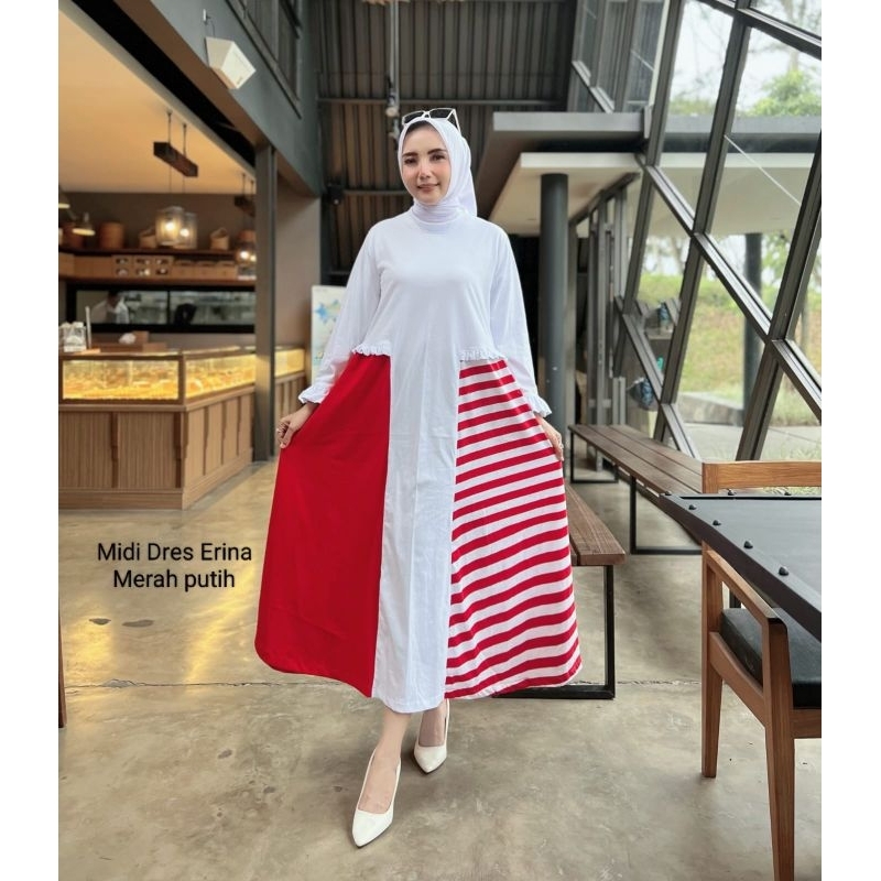 Midi Tunik Edisi Merah putih Agustusan Baju kemerderkaan
