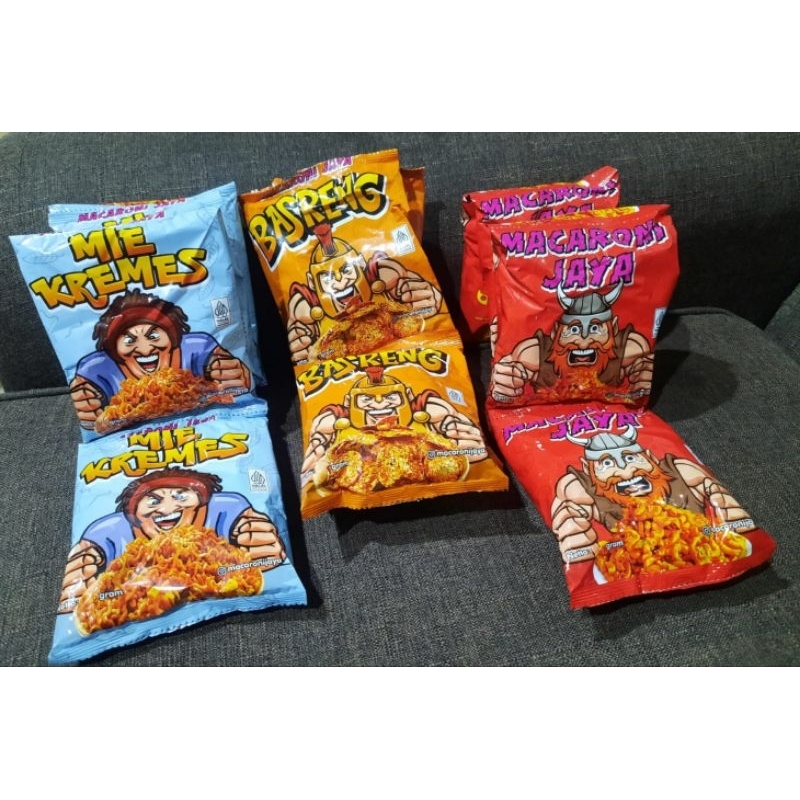 

Snack Cemilan Mie Kremes, Macaroni Jaya, Basreng