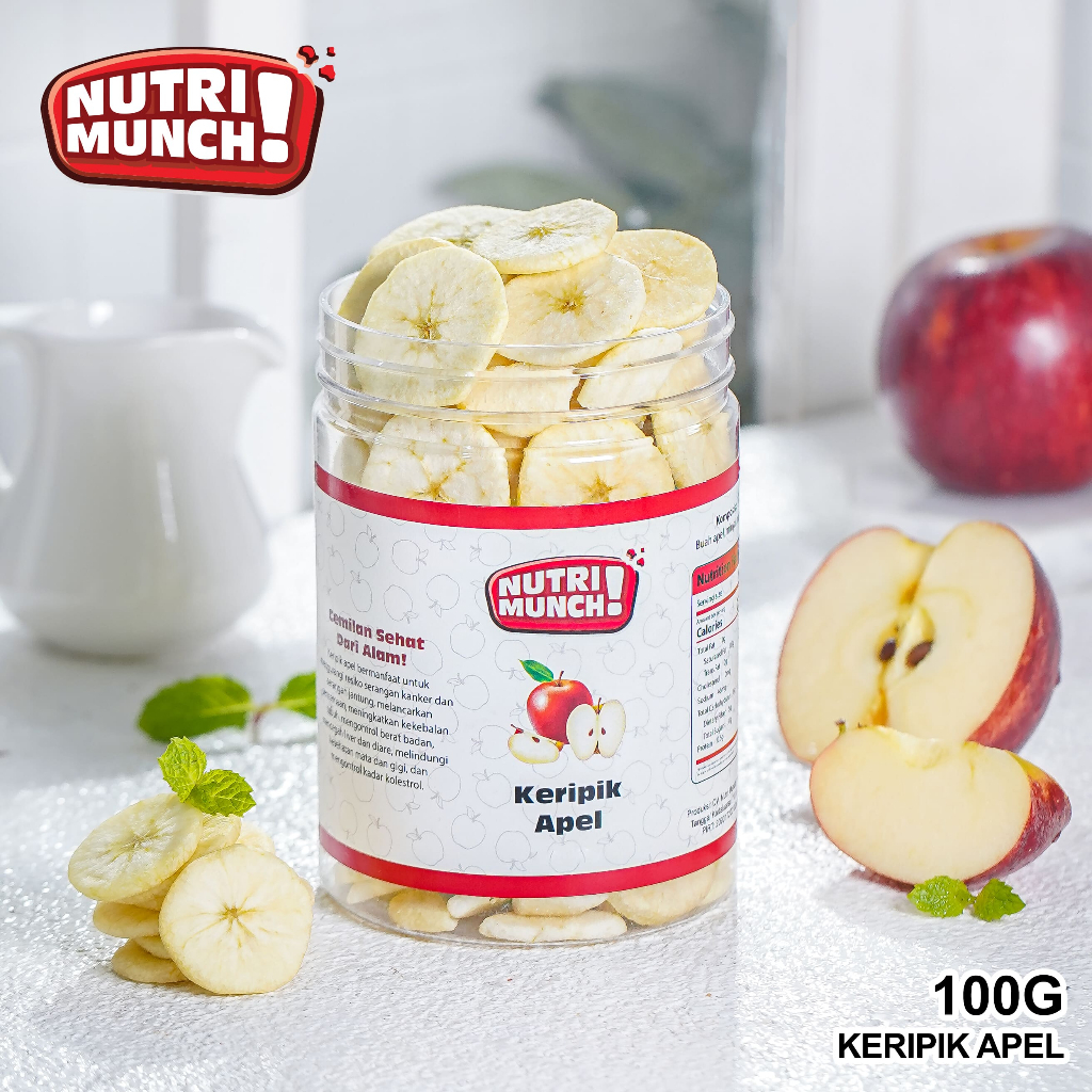 

NUTRIMUNCH KERIPIK BUAH APEL ASLI BUAH APEL ORIGINAL SNACK FRUIT APPLE 100 GRAM