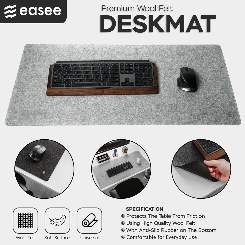 easee Premium Wool Felt Deskmat / Large Deskpad / Mousepad Felt