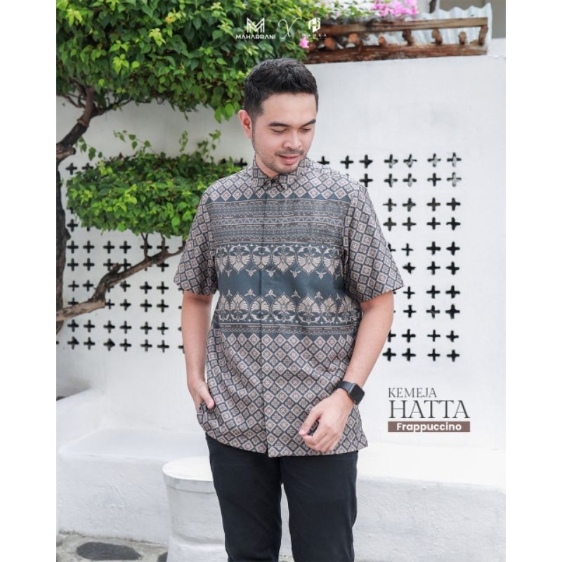 TERBARU  (LENGAN PENDEK) KEMEJA BATIK PRIA HATTA BY HAMKA PASANGAN BASIBA NURBAYA