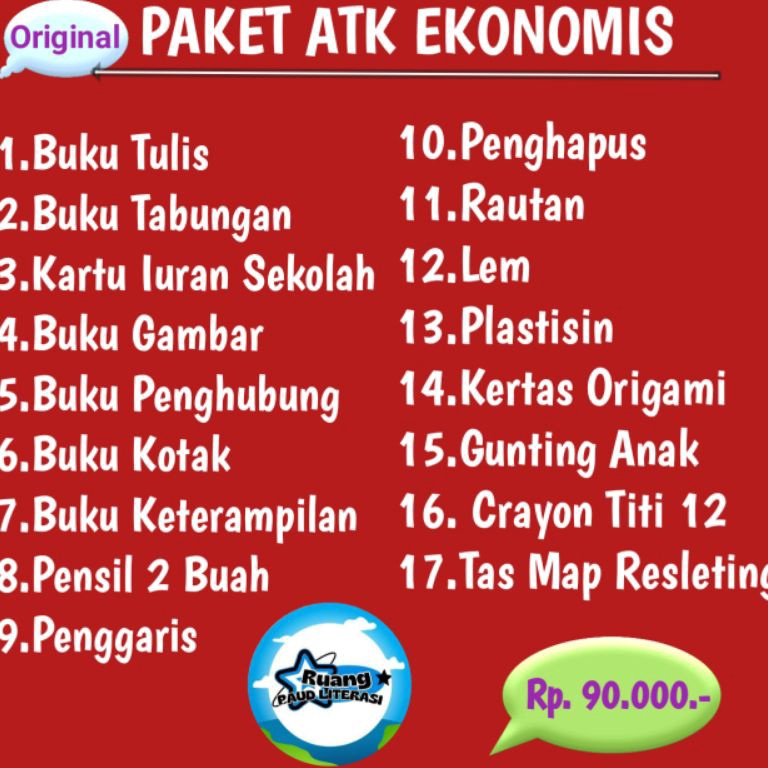 

Promo Paket Alat Tulis Sekolah Paket atk Sekolah TK Paud KODE D5C3