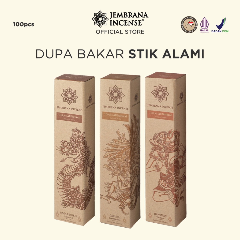 Jembrana Incense - Dupa Bakar Stik Alami Tanpa Parfum khas Bali, Asli Aroma Gaharu / Herbal / Menyan