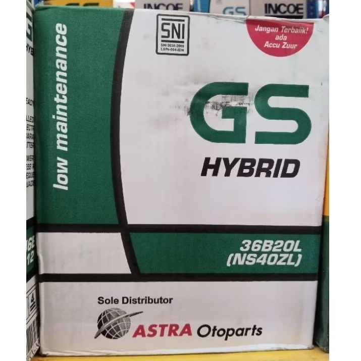 aki mobil gs astra hybrid NS40ZL ( 36B20L) 100%ORI untuk Mobil Agya, Ayla, Calya, Sigra, Mobilio, Si