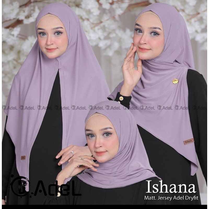 HIJAB INSTAN SEGITIGA ISHANA ADEL /NM/ bahan jersey adel dryfit enak buat daily BAHAN ADEM