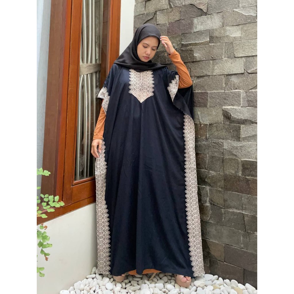 Gamis Lowo Kaftan Renda Arab Jumbo Katun Rayon Premium Polos BB 70 | Kaftan Hanum BATIK SAENIKI