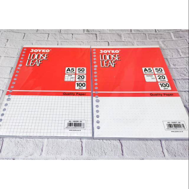 

SPESIAL BULAN INI Loose leaf A5 Grid Dot POLOS Joyko 1 gram KERTAS FILE