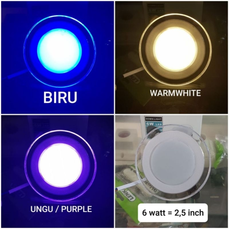 Downlight Led 3 warna Blue, Warmwhite, Purple