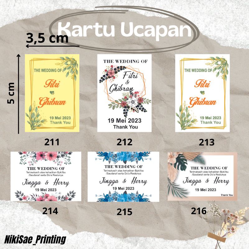 Kartu Ucapan Souvenir Pernikahan/Thanks Card/wedding card
