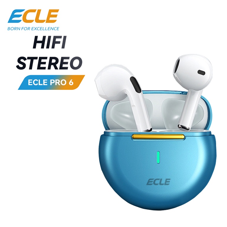ECLE TWS Pro 6 Headset Bluetooth Ultra HD Audio Mini Earbuds HiFi Stereo IPX 7 WaterProof Wireless H