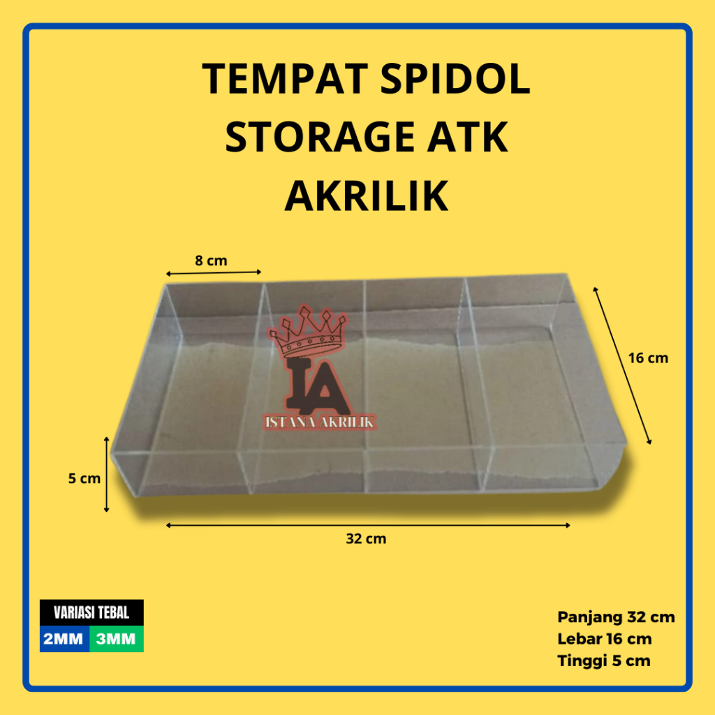 

KOTAK AKRILIK 4 SEKAT KOTAK SPIDOL KOTAK ATK KOTAK PENSIL AKRILIK BOX ACRYLIC BENING 2MM & 3MM