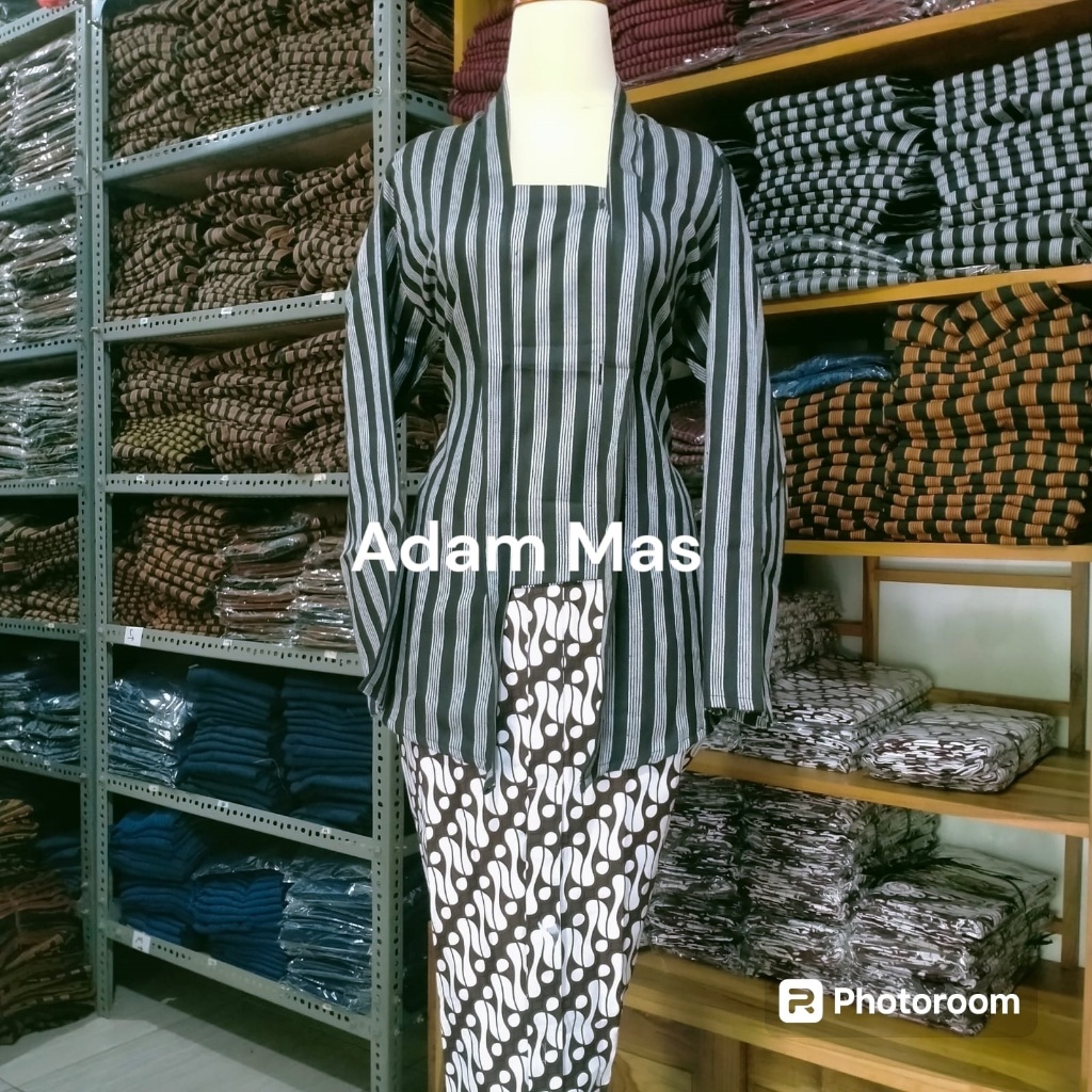 Set Kebaya Lurik Wanita Dewasa/Setelan Seragam Lurik / Baju AdatJawa  Wanita/ Baju Tradisional Jawa