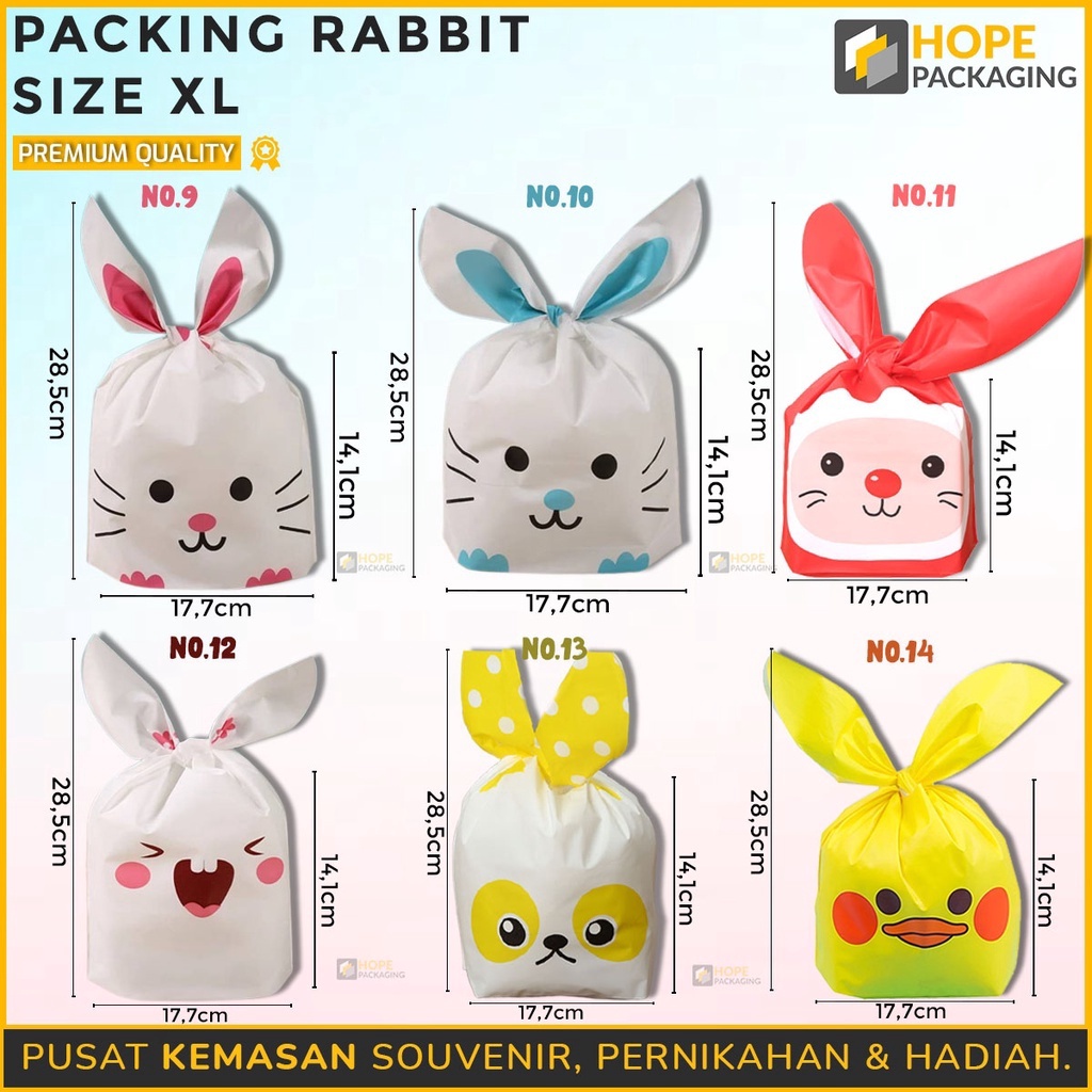 

LANGSUNG ORDER GAN Harga 5 pcs Packing Rabbit Ear UkXL Plastik Cookies Kemasan Kue Snack Ultah Lucu Packaging Bunny Kelinci