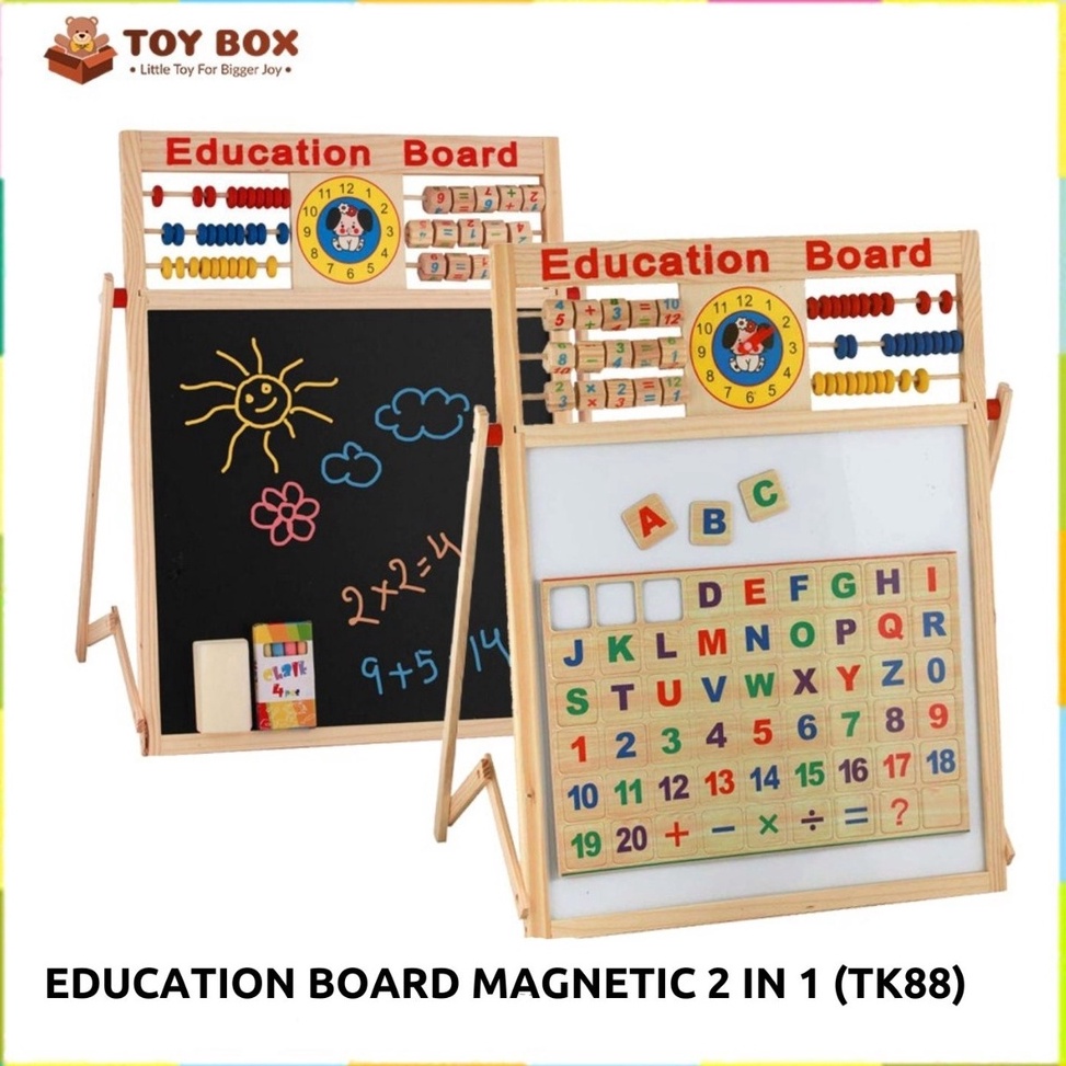 

KODE O2Y8 Mainan Uk Small 2in1 Education Board Black dan Whiteboard Papan Tulis Belajar Menggambar Berhitung Anak Dengan Sempoa Berhitung TK88 Model Berdiri KecilPapan Tulis Magnet Puzzle Magnet Puzzle