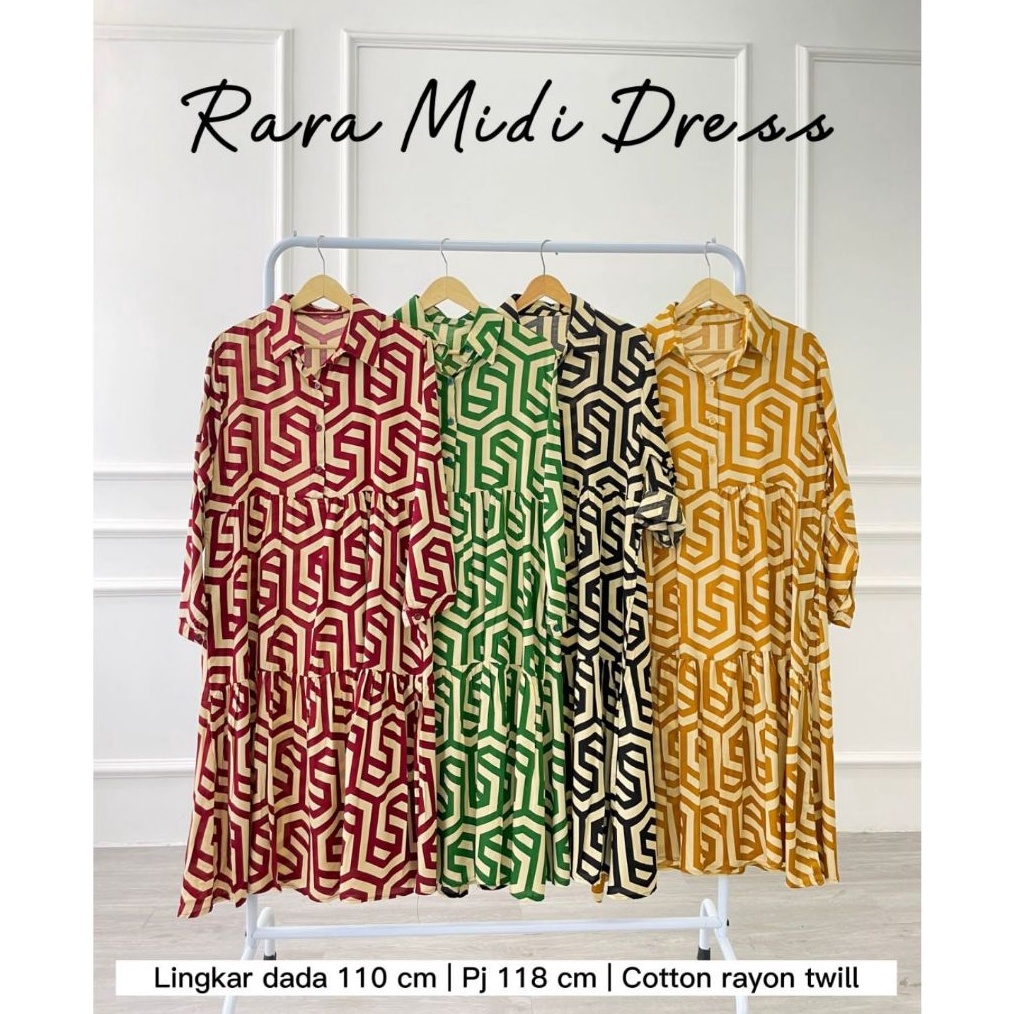 TERBARU RARA MIDI DRESS MOTIF RAYON  MIDI DRESS MOTIF ZAHRA VIRAL MUSLIM BUSUI BUMIL MIDI MOTIF