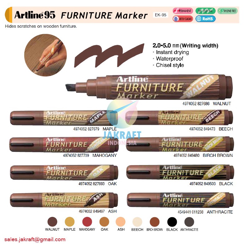 

NEWPRODUCT 1 Pcs Spidol Permanen Motif Kayu ARTLINE Permanent Wooden Furniture Marker EK95 Anti Air