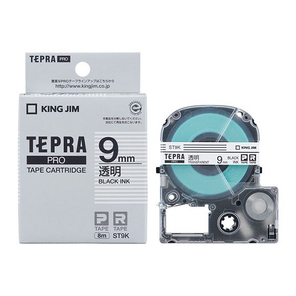 

KING JIM Tepra PRO Cartridge 9mm x 8m Transparant Label/Black Text ST9K