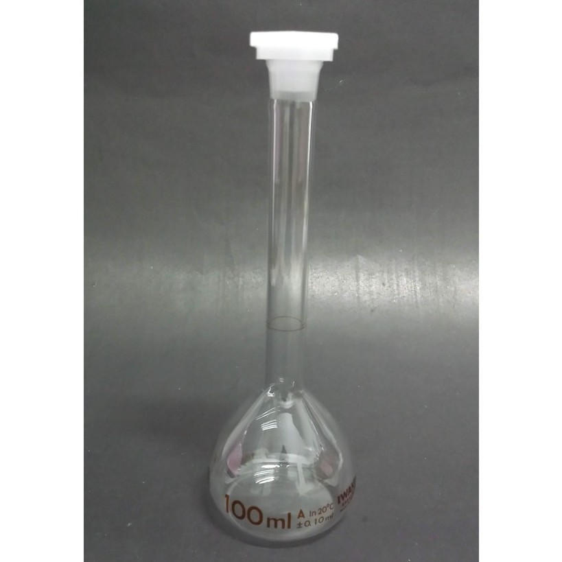 Labu Ukur IWAKI 5645 Volumetric Flask Tutup Plastik 1000ml, 500ml, 250ml, 200ml, 100ml, 50mll, 25ml,