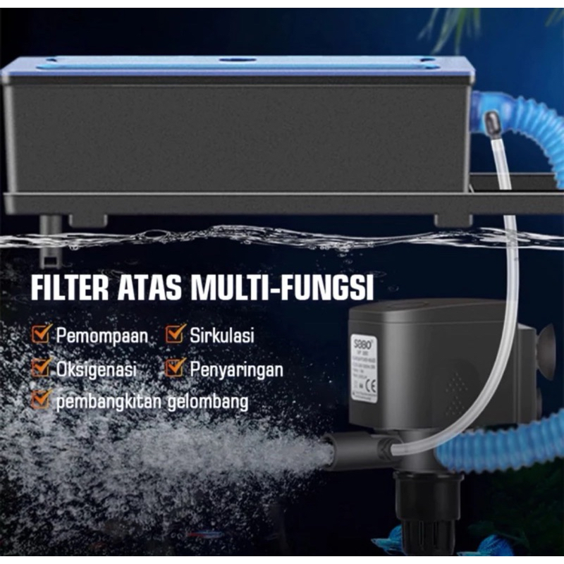 MESIN TOP FILTER AQUARIUM BOX FILTER PEMBERSIH AQUARIUM AQUASCAPE LENGKAP